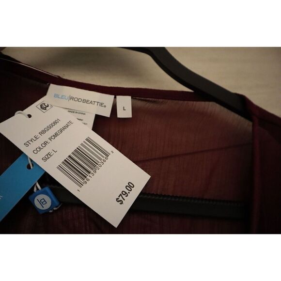 Bleu Rod Beattie RBGS00801 Women's Sz L Maroon Red Chiffon Caftan Cover-Up - Picture 6 of 7